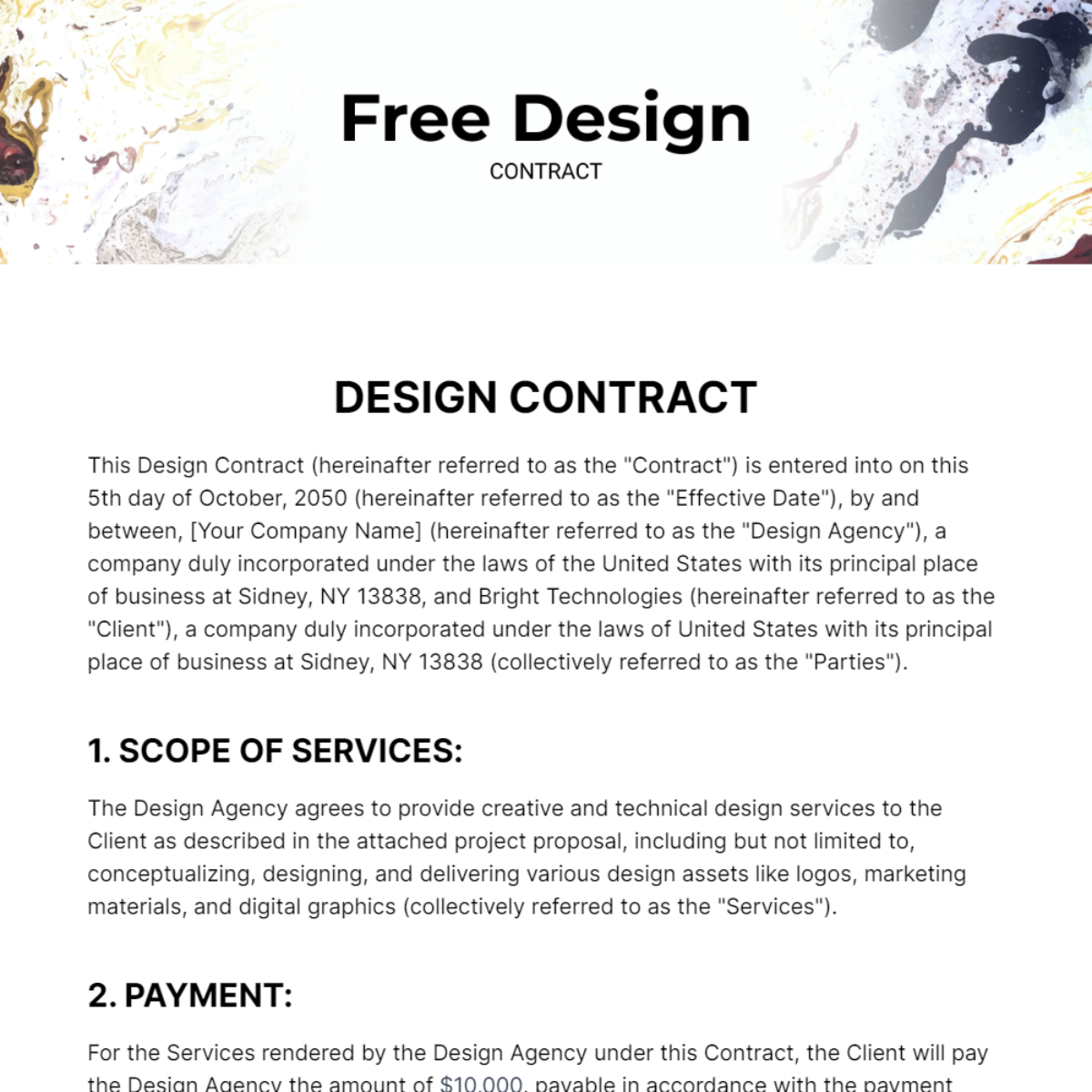 Design Contract Template - Edit Online & Download Example | Template.net