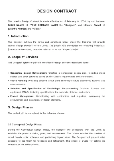 Free Design Contract Template to Edit Online