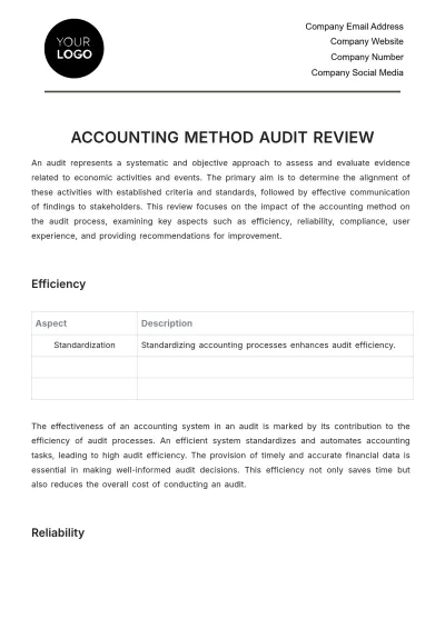 Free Accounting Method Audit Review Template to Edit Online