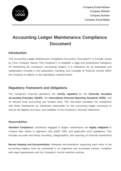 Free Accounting Ledger Maintenance Compliance Document Template to Edit Online