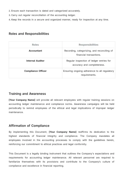 Free Accounting Ledger Maintenance Compliance Document Template to Edit Online