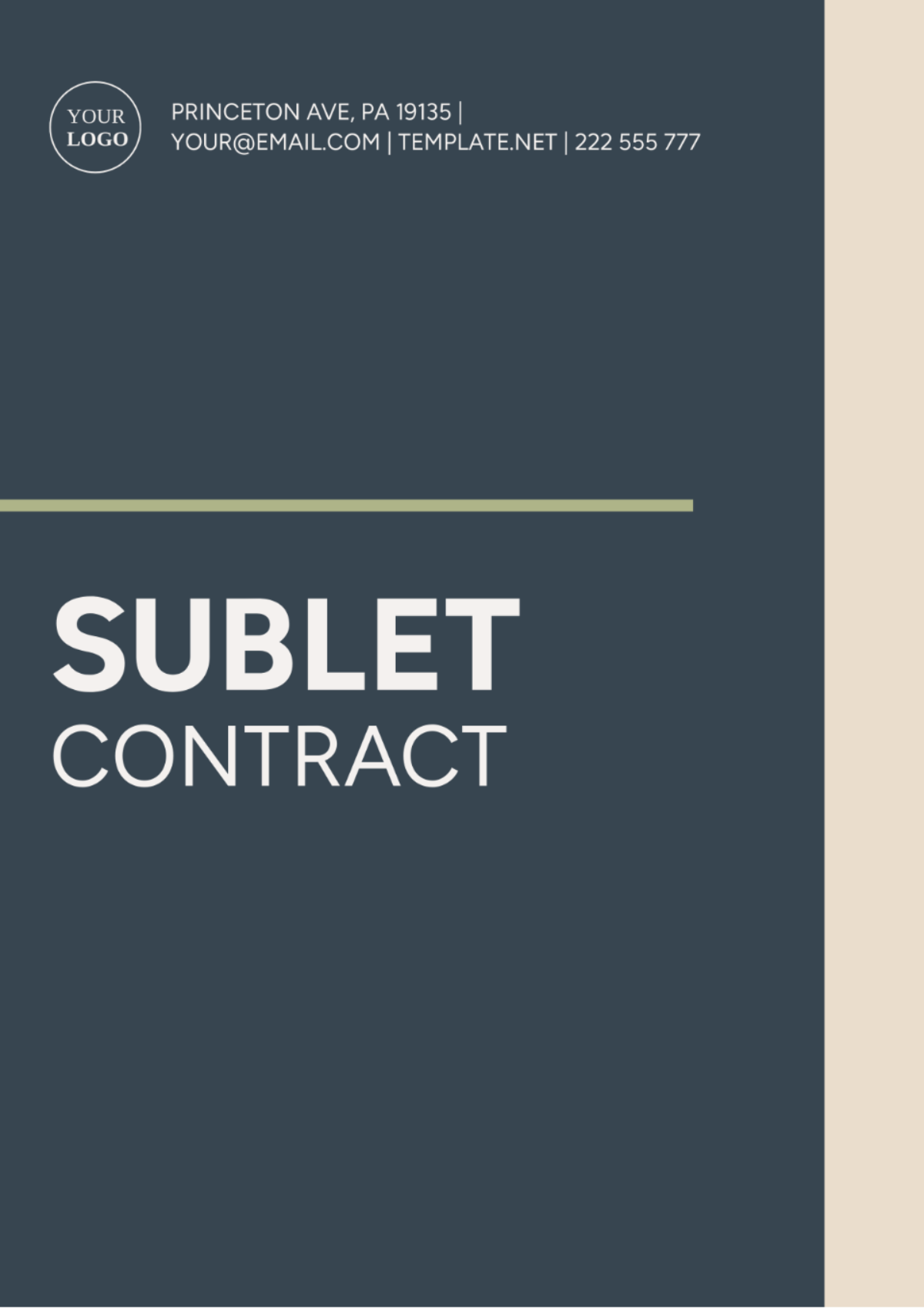 Sublet Contract Template
