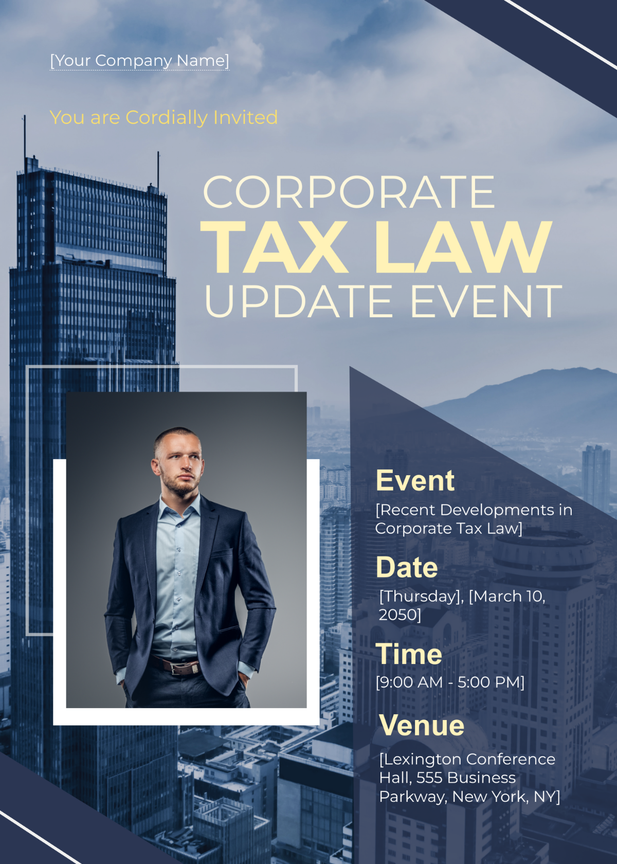 Corporate Tax Law Update Event Invitation Card Template