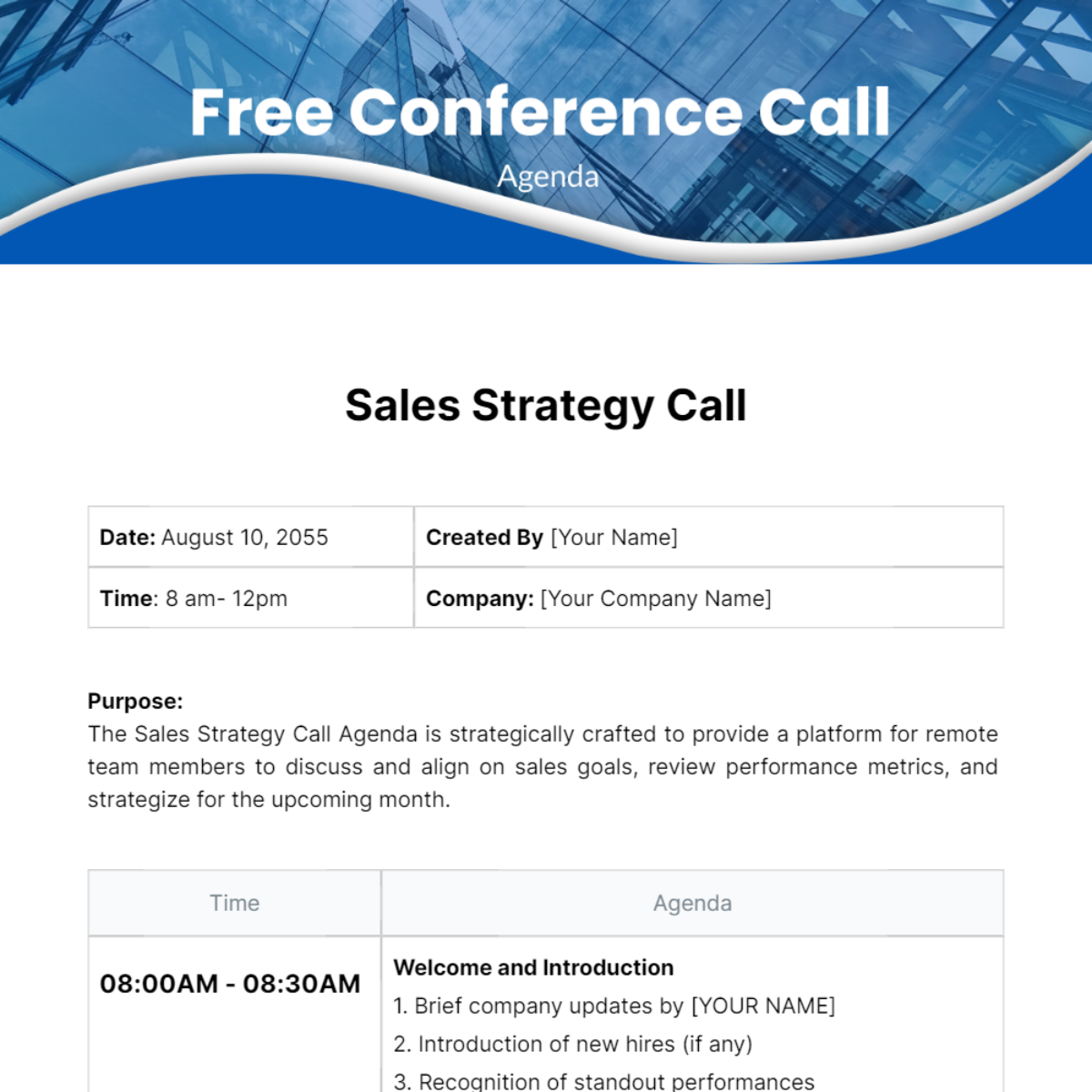 Conference Call Agenda  Template