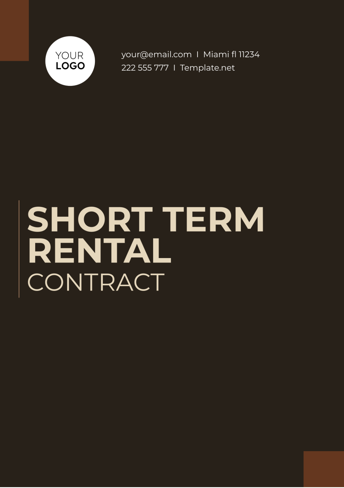 Short Term Rental Contract Template
