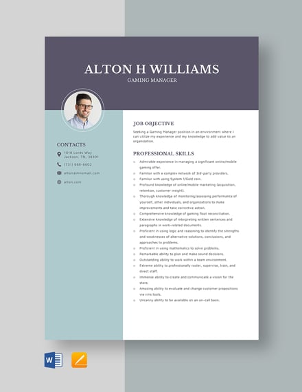 professional gamer resume for team template