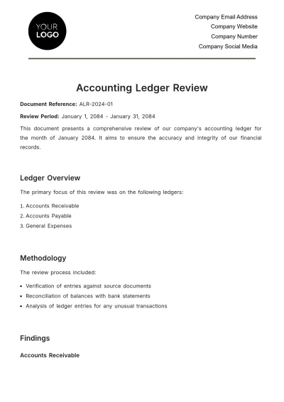Free Accounting Ledger Review Template to Edit Online