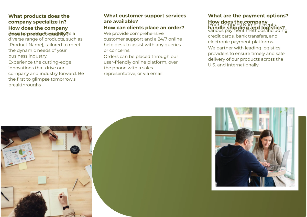 Free Sales Frequently Asked Questions Pamphlet Template to Edit Online