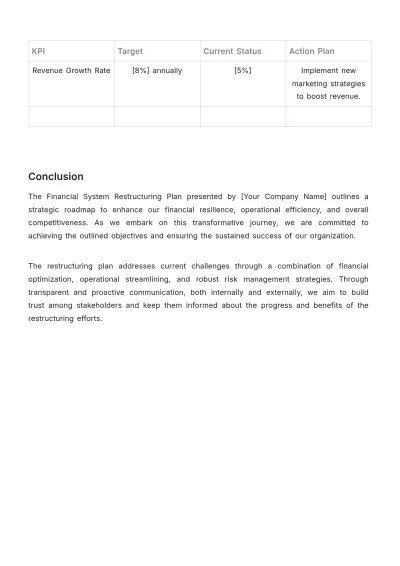 Free Financial System Restructuring Plan Template to Edit Online