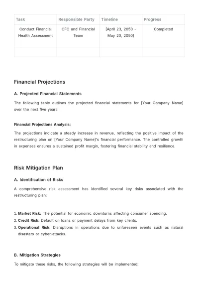 Free Financial System Restructuring Plan Template to Edit Online