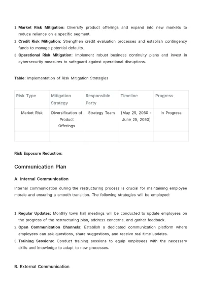 Free Financial System Restructuring Plan Template to Edit Online