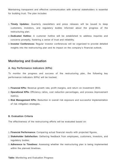 Free Financial System Restructuring Plan Template to Edit Online