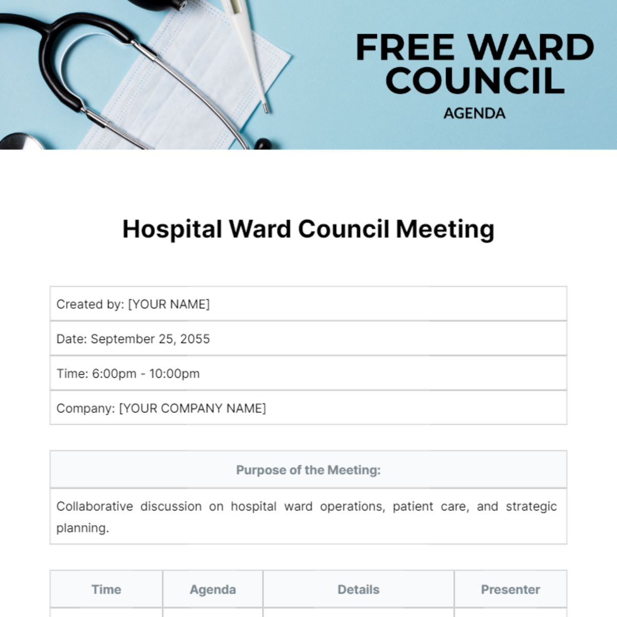 Ward Council Agenda Template