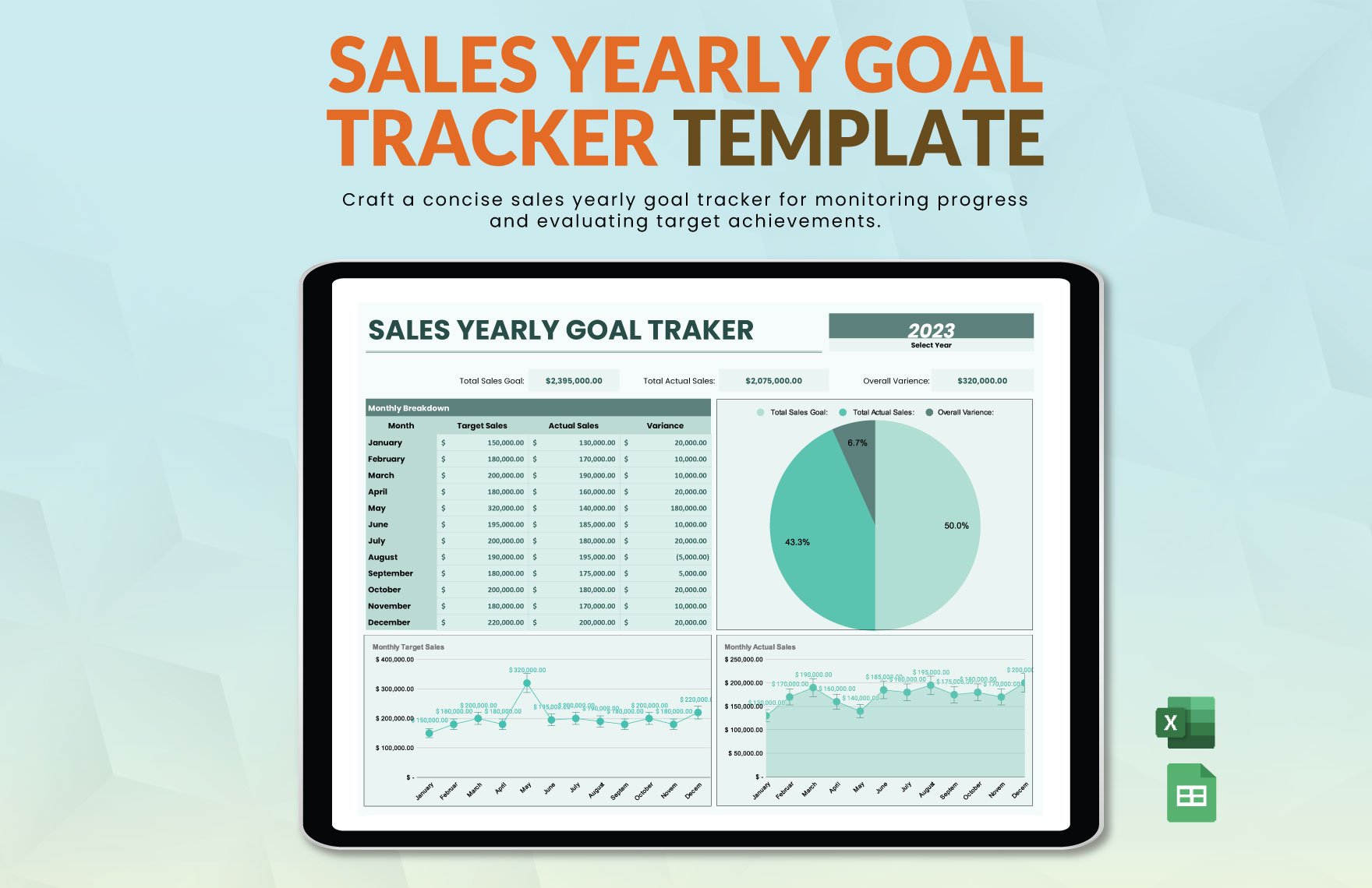 Sales Yearly Goal Tracker Template