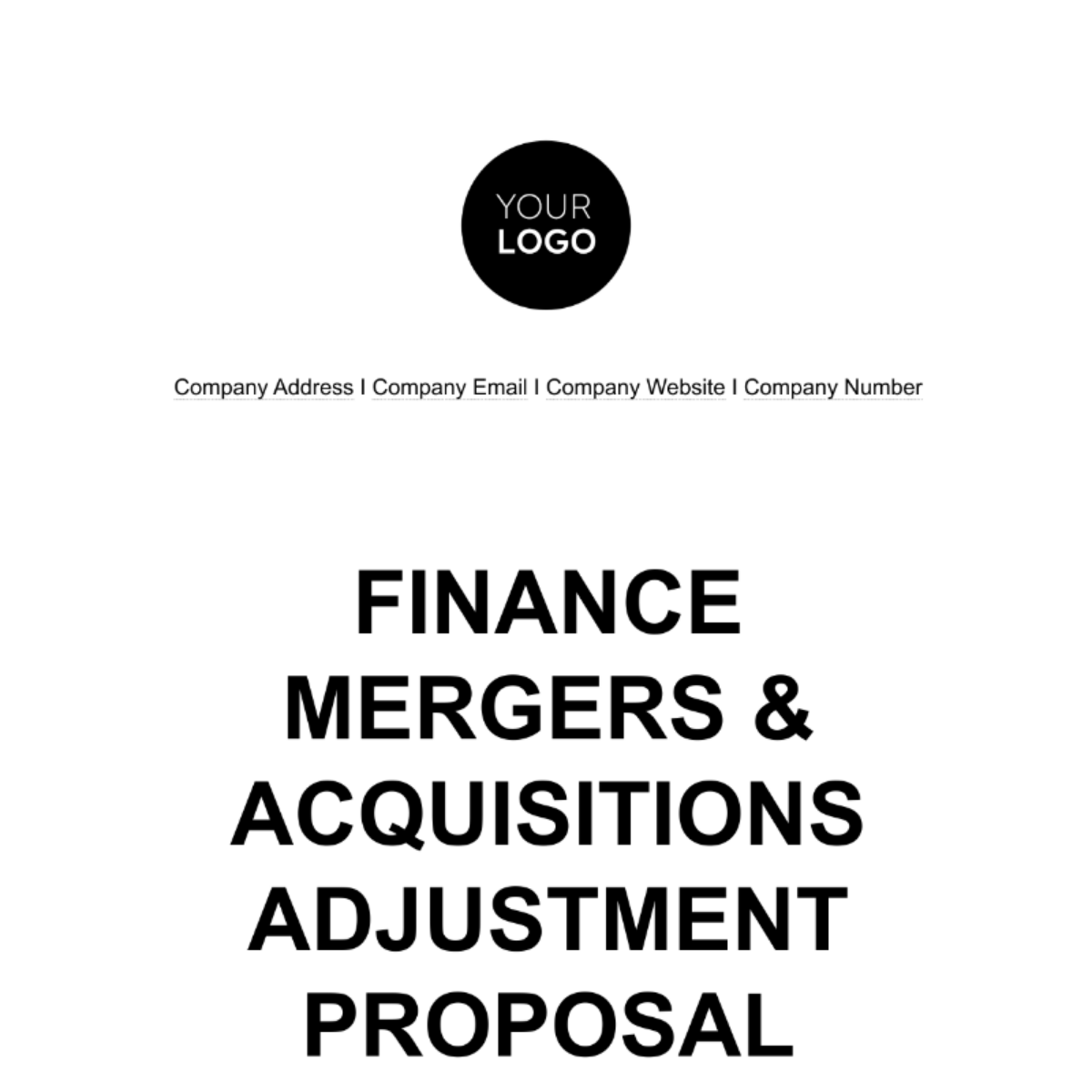 Finance Mergers & Acquisitions Adjustment Proposal Template