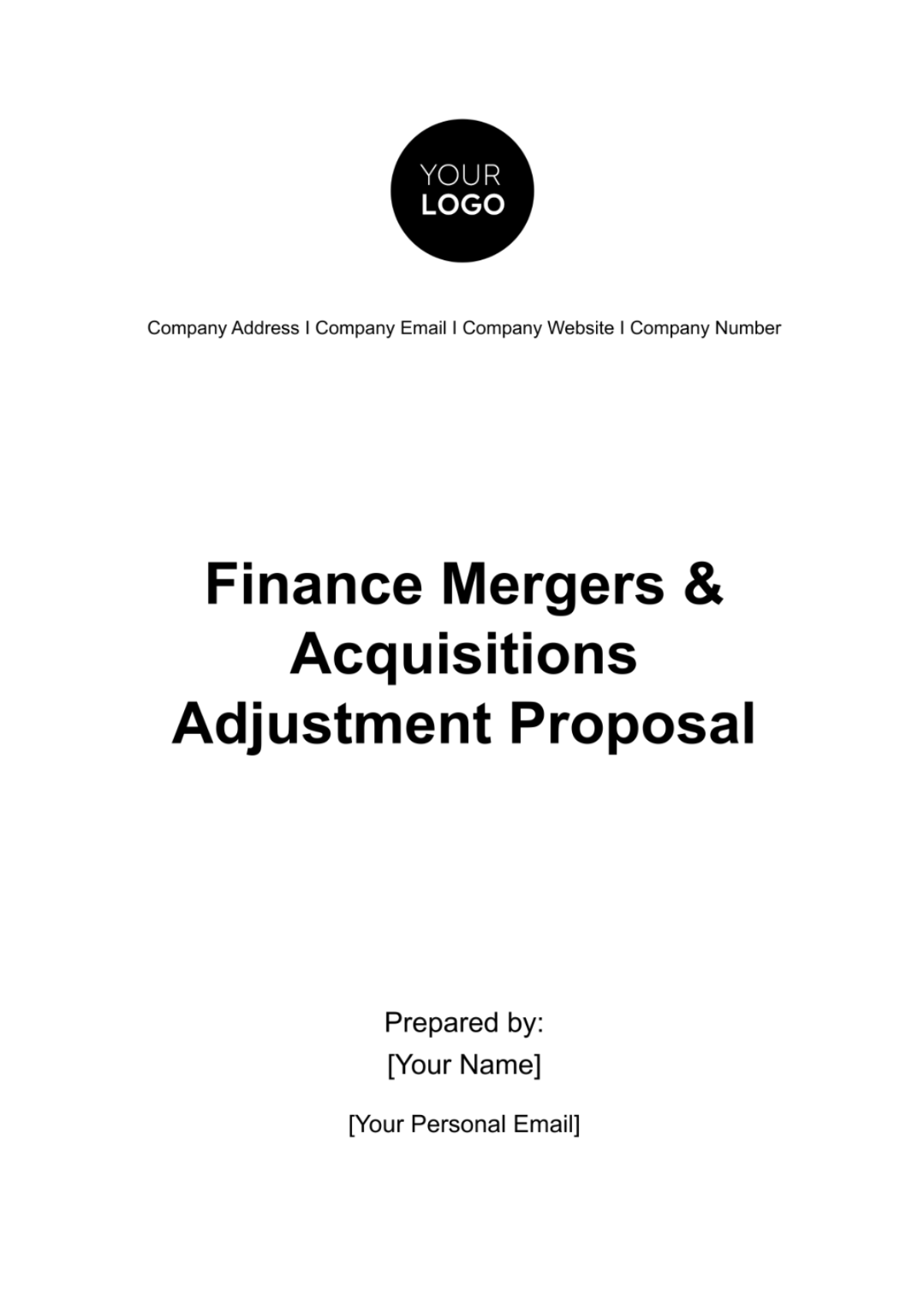 Finance Mergers & Acquisitions Adjustment Proposal Template