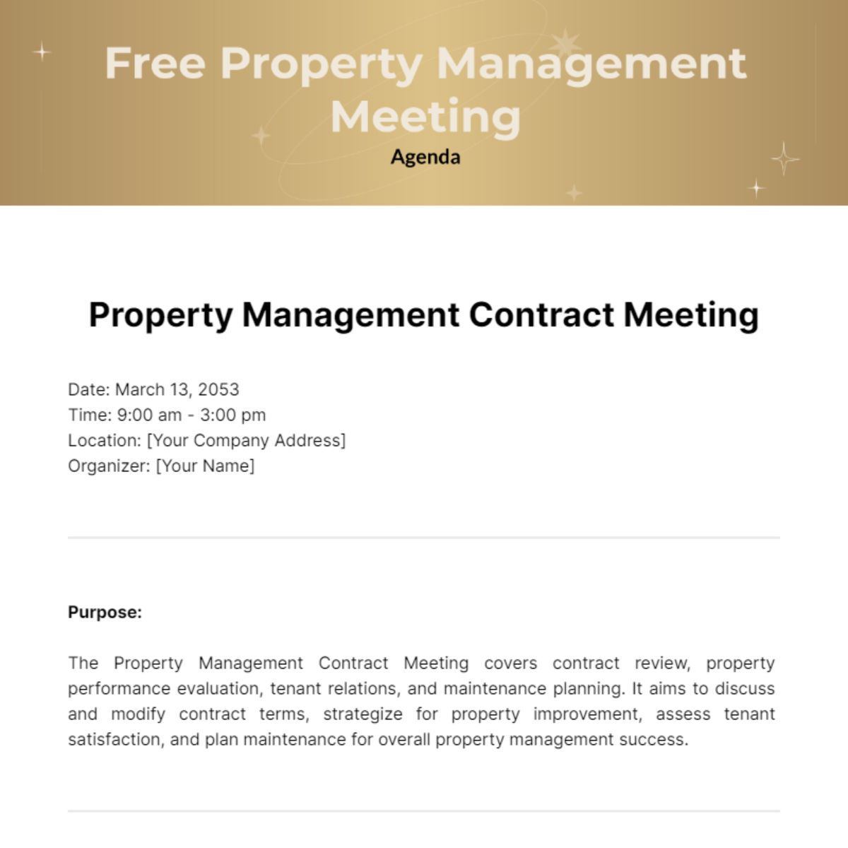 Property Management Meeting Agenda Template