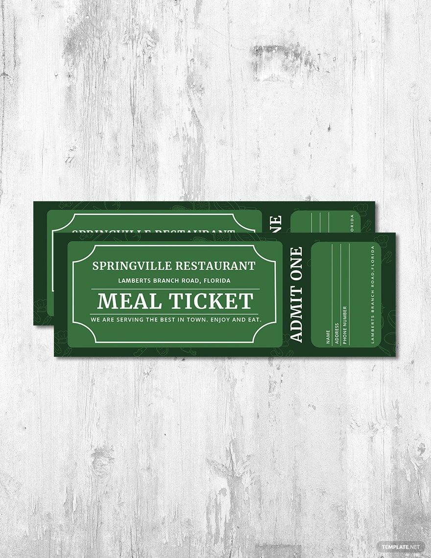 Free Printable Meal Ticket Template Printable Form Templates And Letter