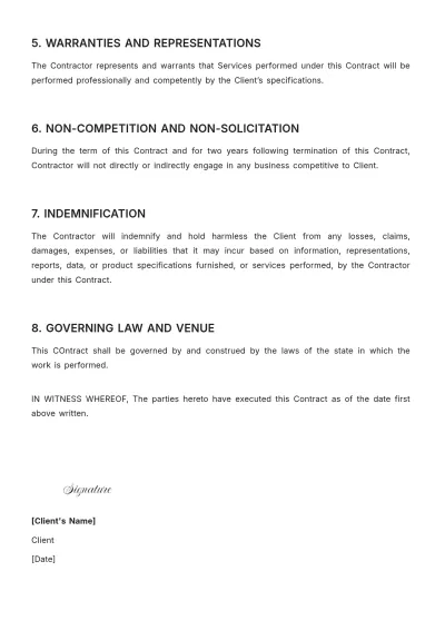 Free Contractor Contract Template to Edit Online