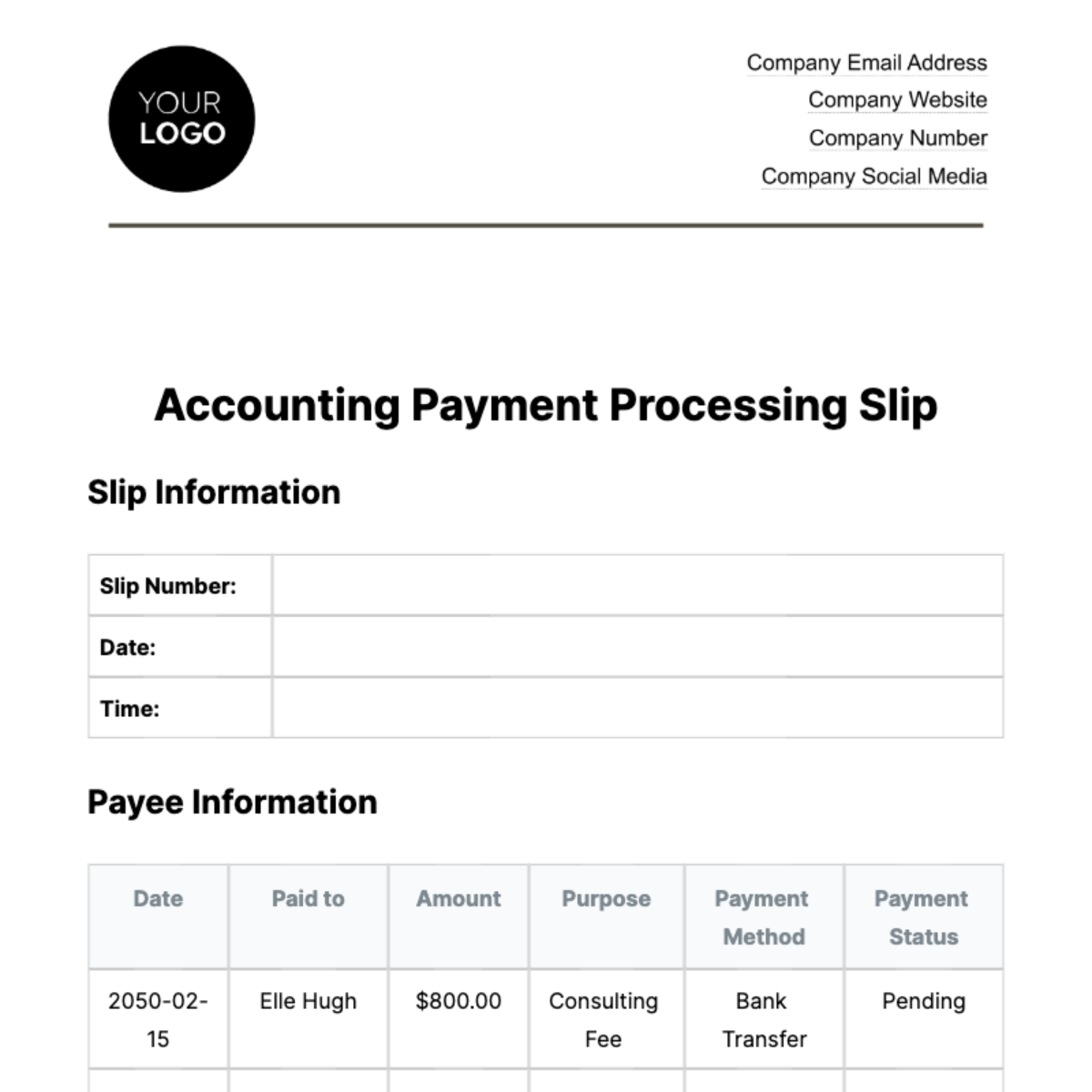 Accounting Payment Processing Slip Template - Edit Online & Download ...