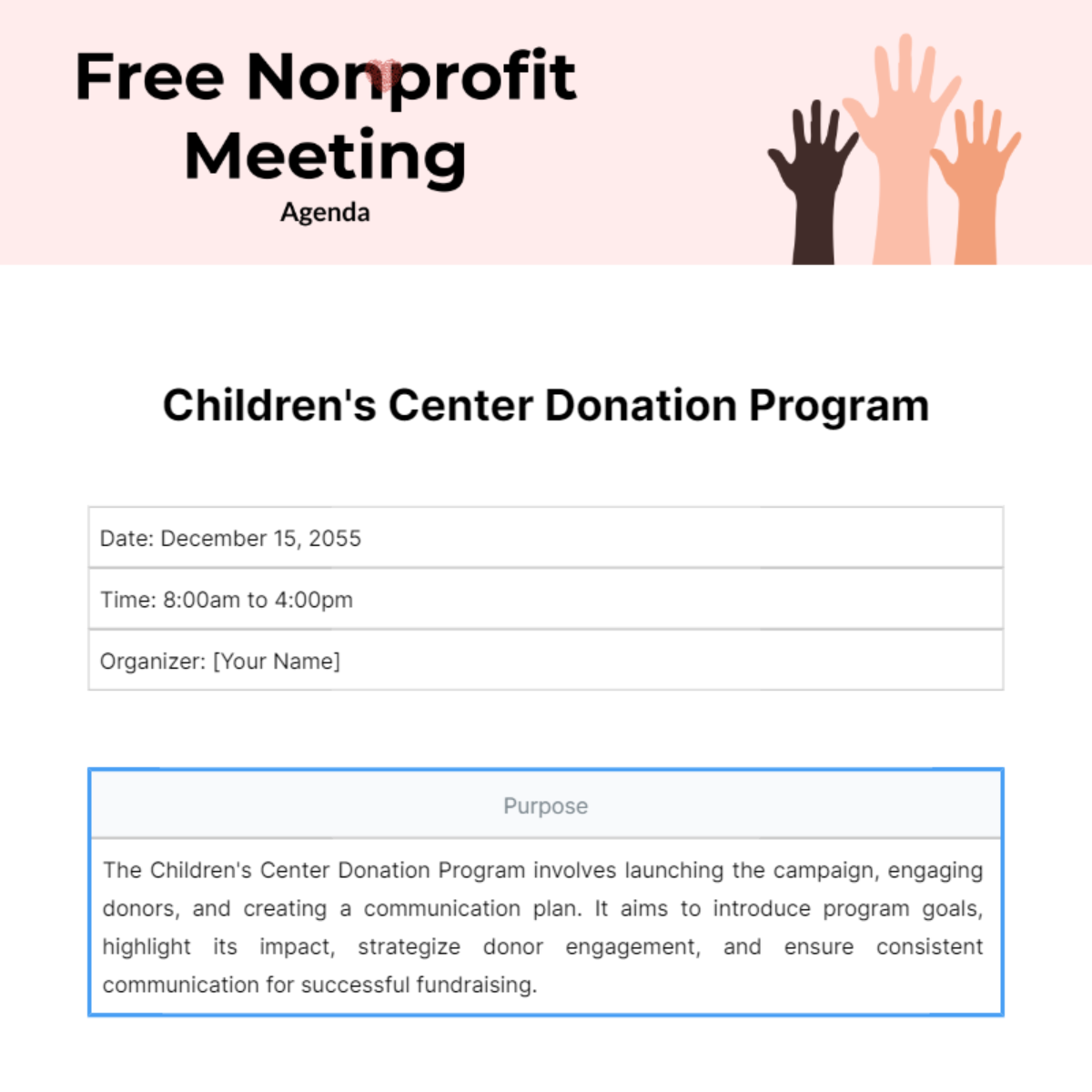 Nonprofit Meeting Agenda Template