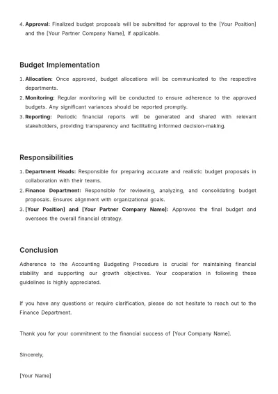 Free Accounting Budgeting Procedure Memo Template to Edit Online
