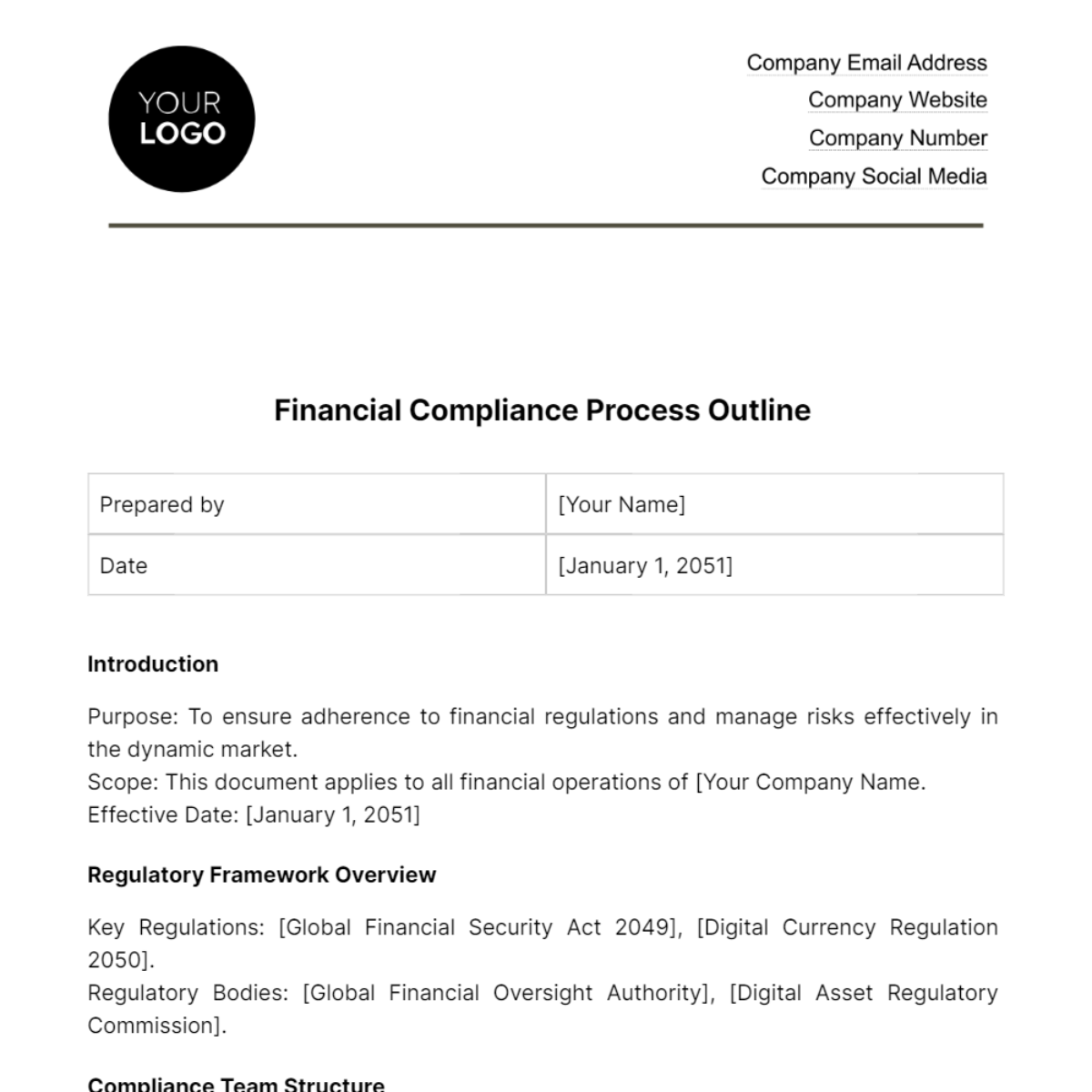 Financial Compliance Process Outline Template