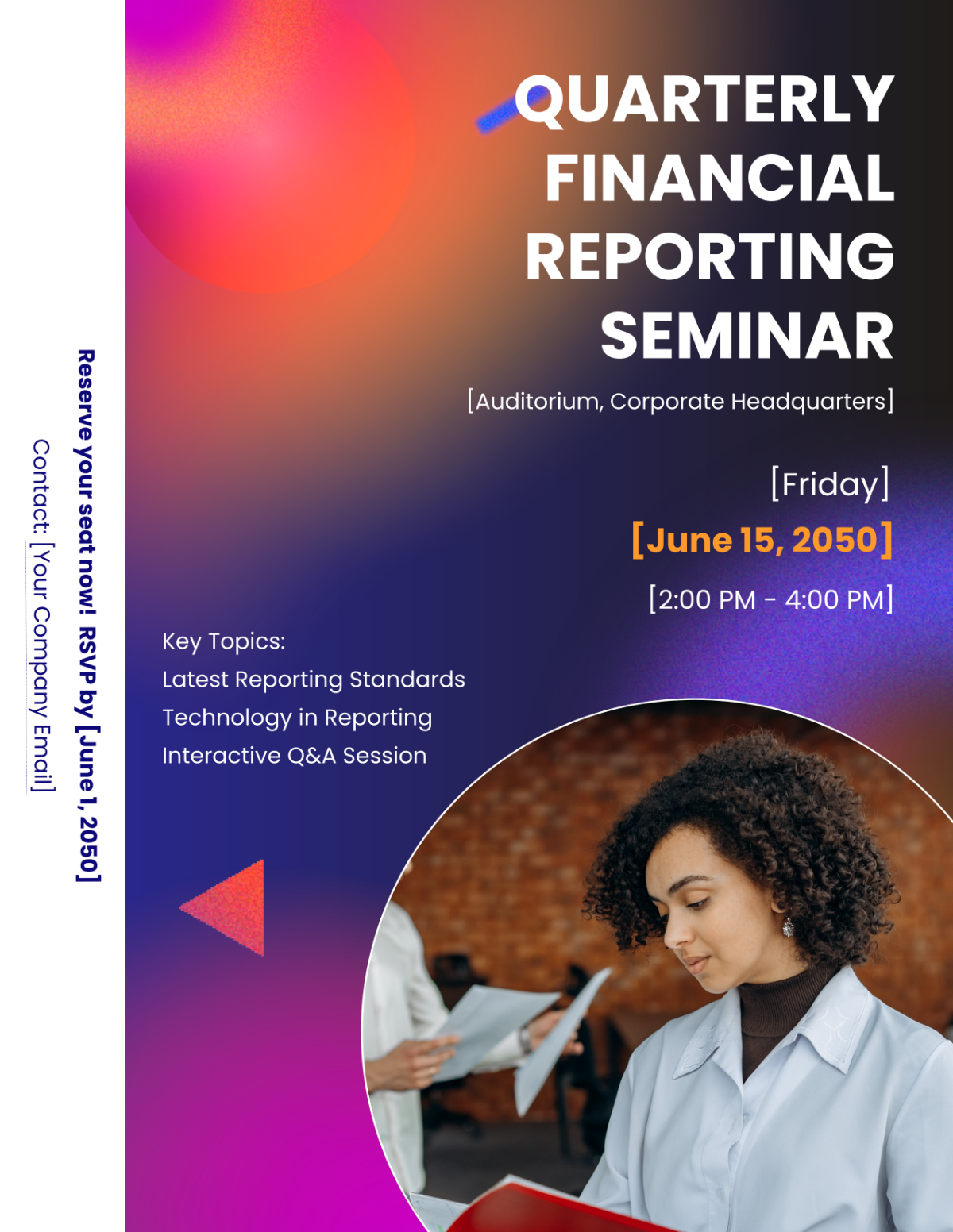 Quarterly Financial Reporting Seminar Flyer