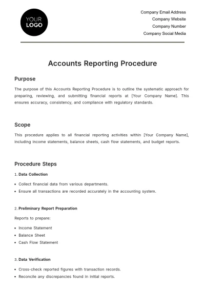 Free Accounts Reporting Procedure Template to Edit Online