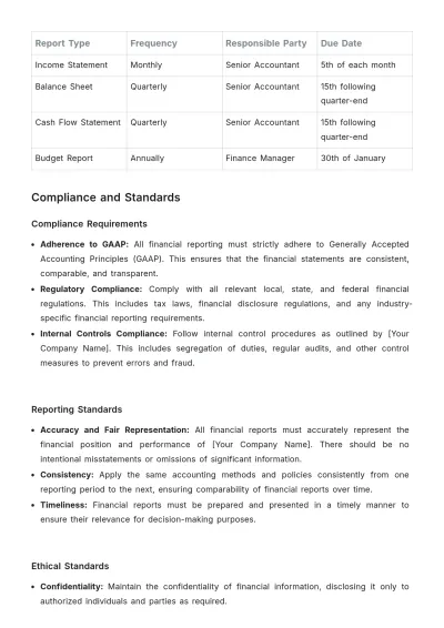 Free Accounts Reporting Procedure Template to Edit Online