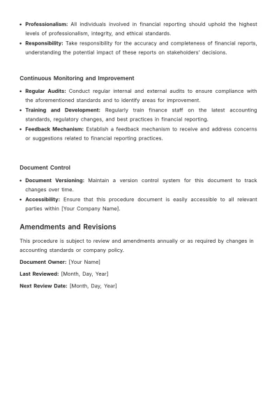 Free Accounts Reporting Procedure Template to Edit Online