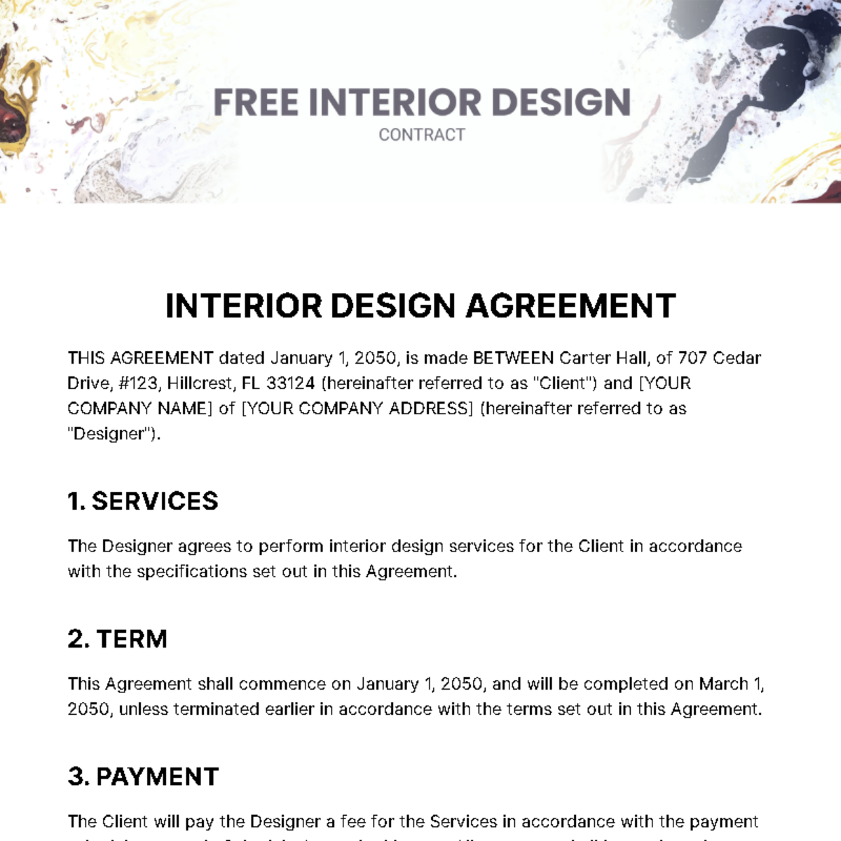 Design Day Interior Designer contract template. Designer for a Day contract  template. — Dakota Design Co