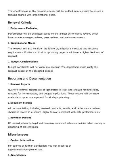 Free Contract Renewal Schedule HR Template to Edit Online