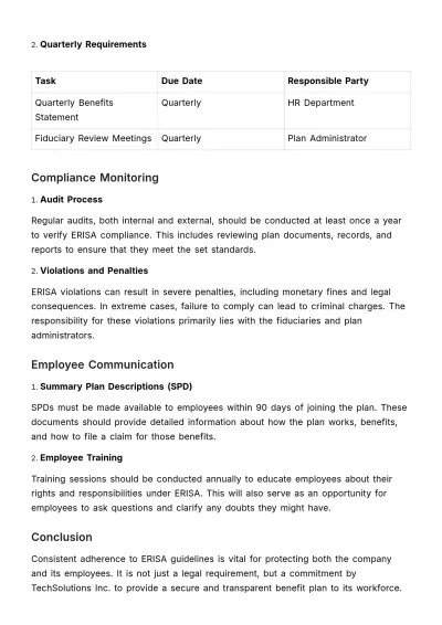 Free ERISA Compliance Document HR Template to Edit Online