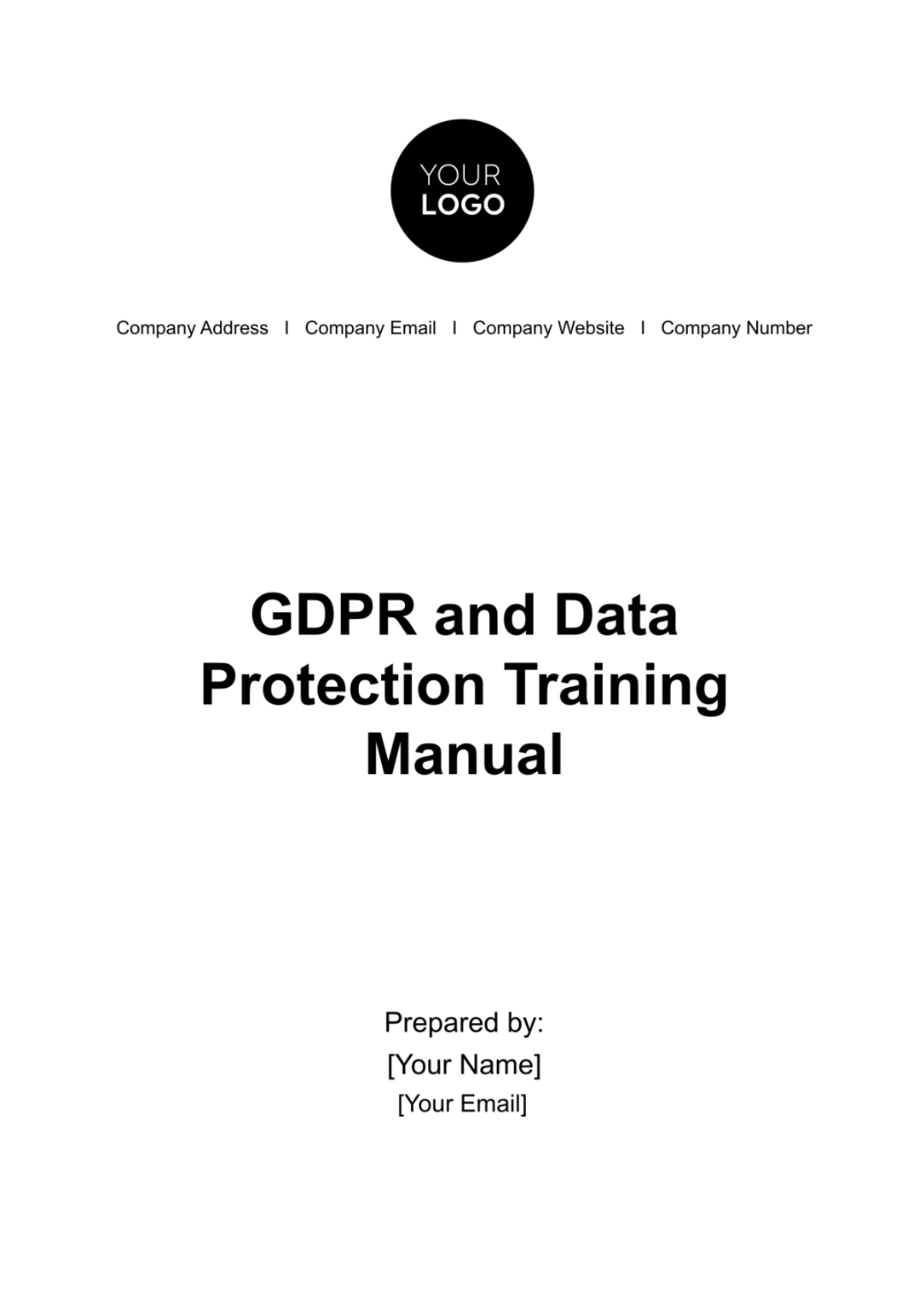 GDPR and Data Protection Training Manual HR Template