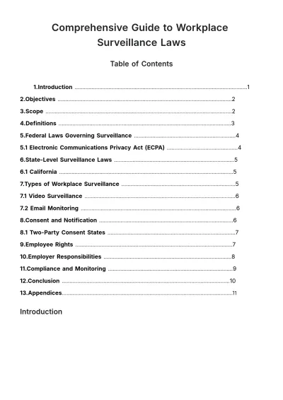 Free Comprehensive Guide to Workplace Surveillance Laws HR Template to Edit Online