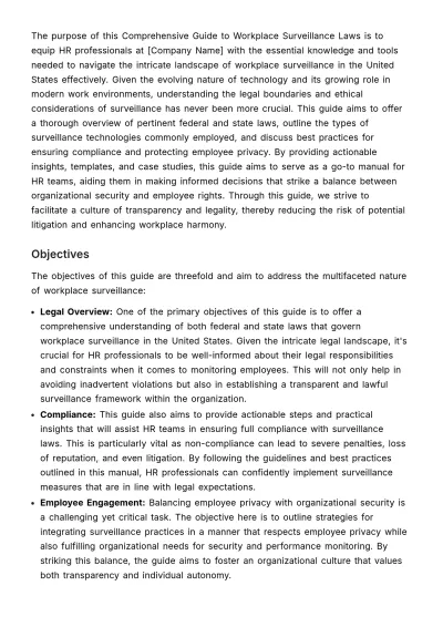 Free Comprehensive Guide to Workplace Surveillance Laws HR Template to Edit Online
