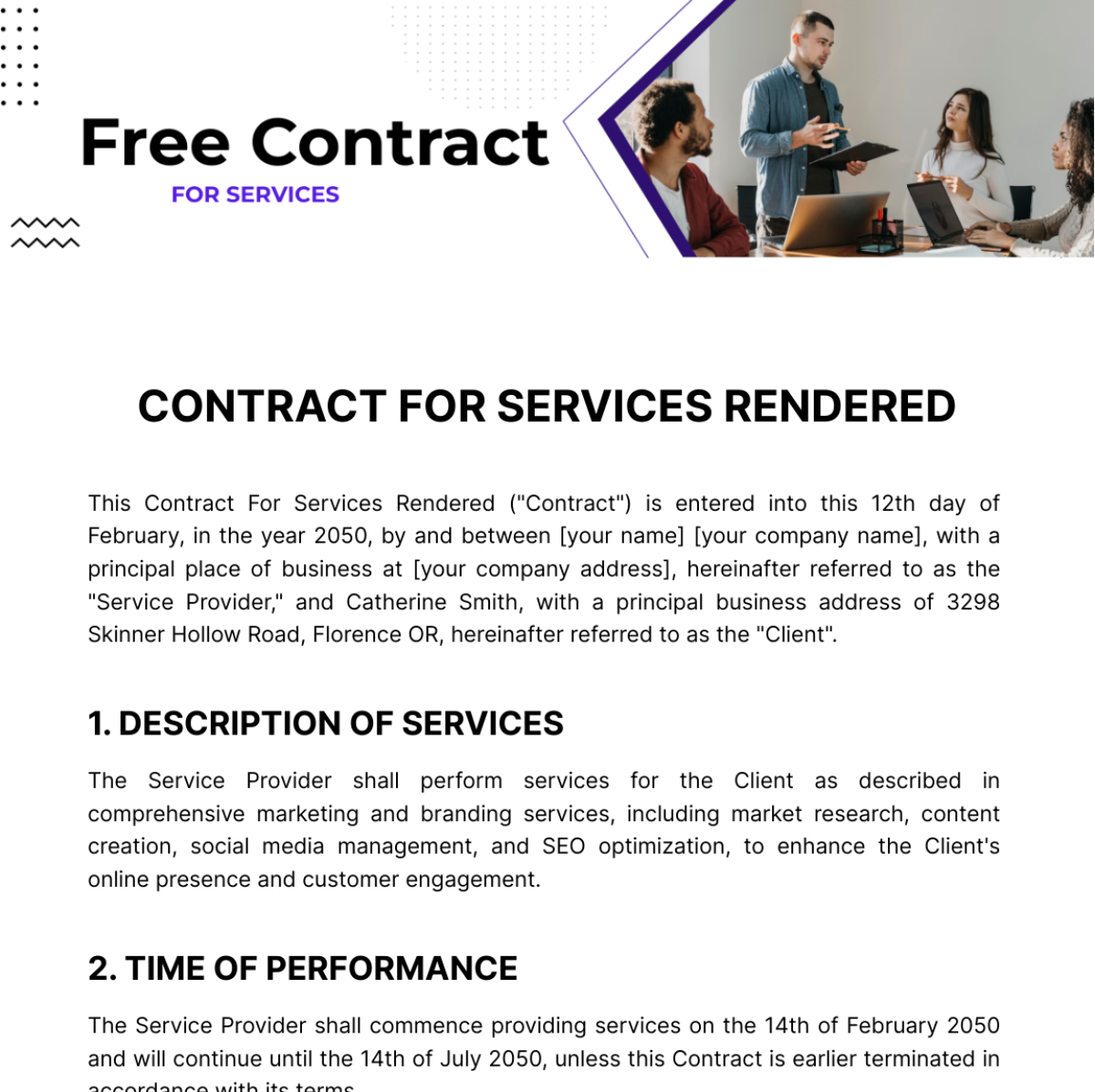 Contract For Services Template - Edit Online & Download