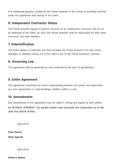 Free Virtual Assistant Contract Template to Edit Online