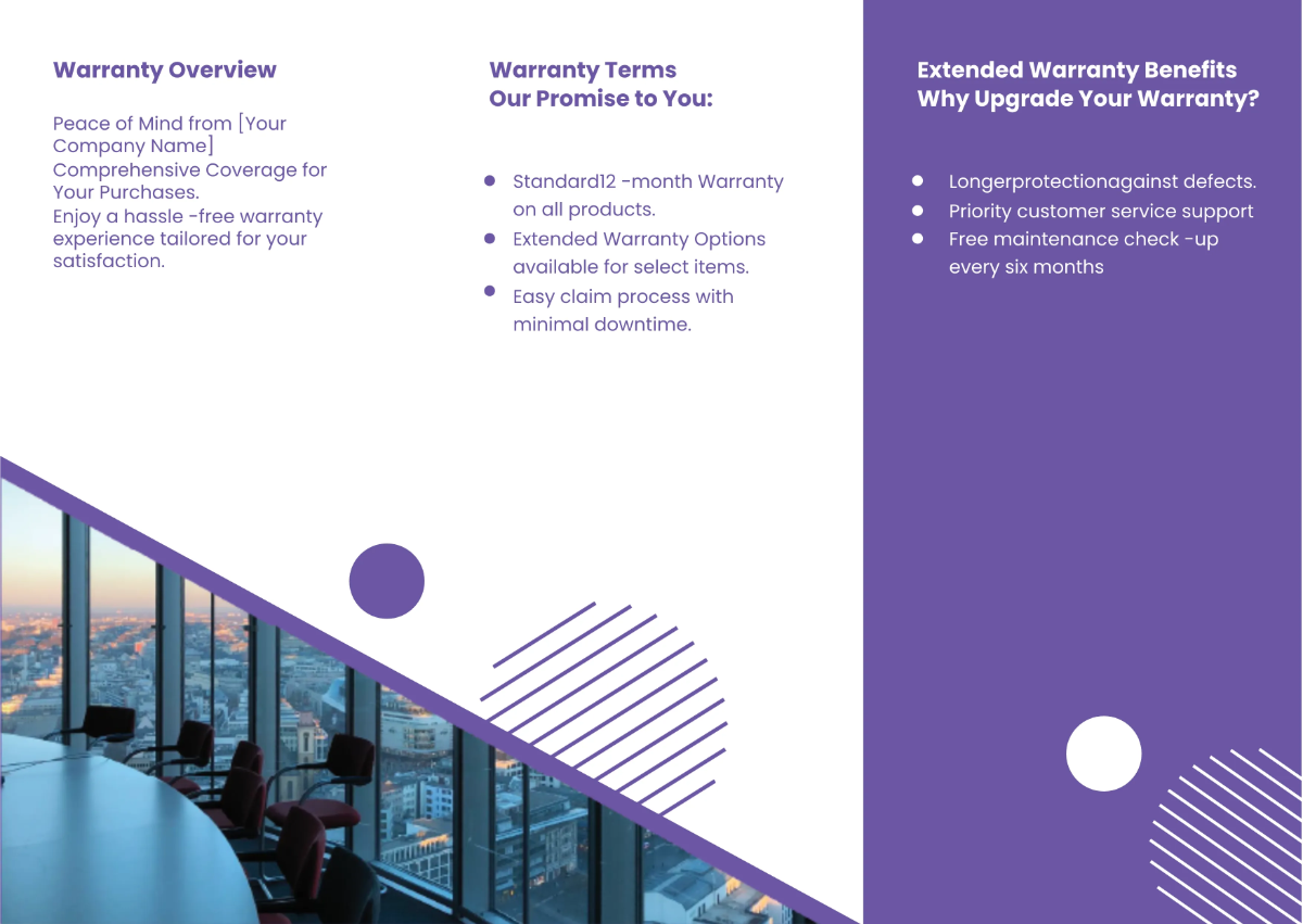 Free Sales Warranty and Support Information Pamphlet Template to Edit Online