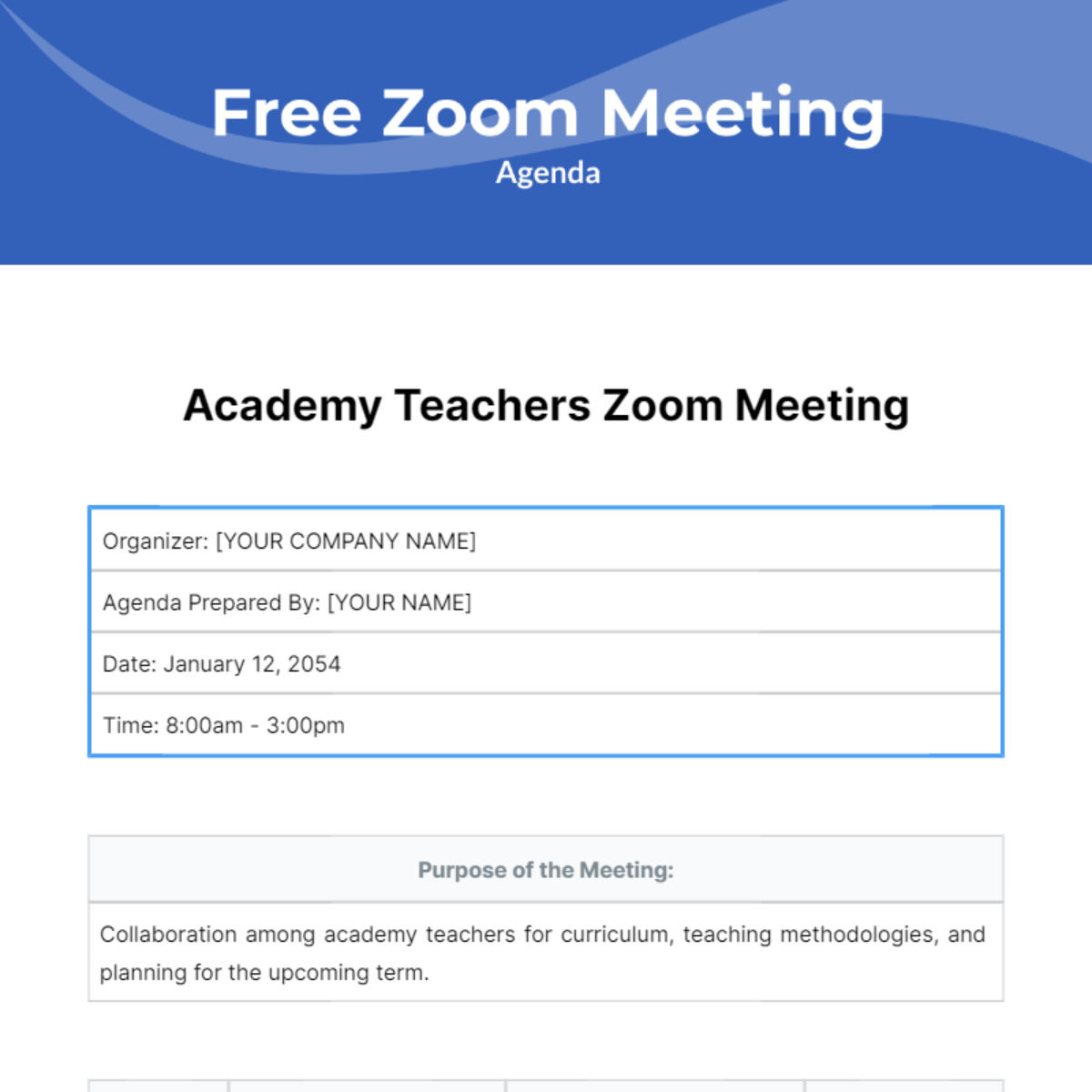Zoom Meeting Agenda Template