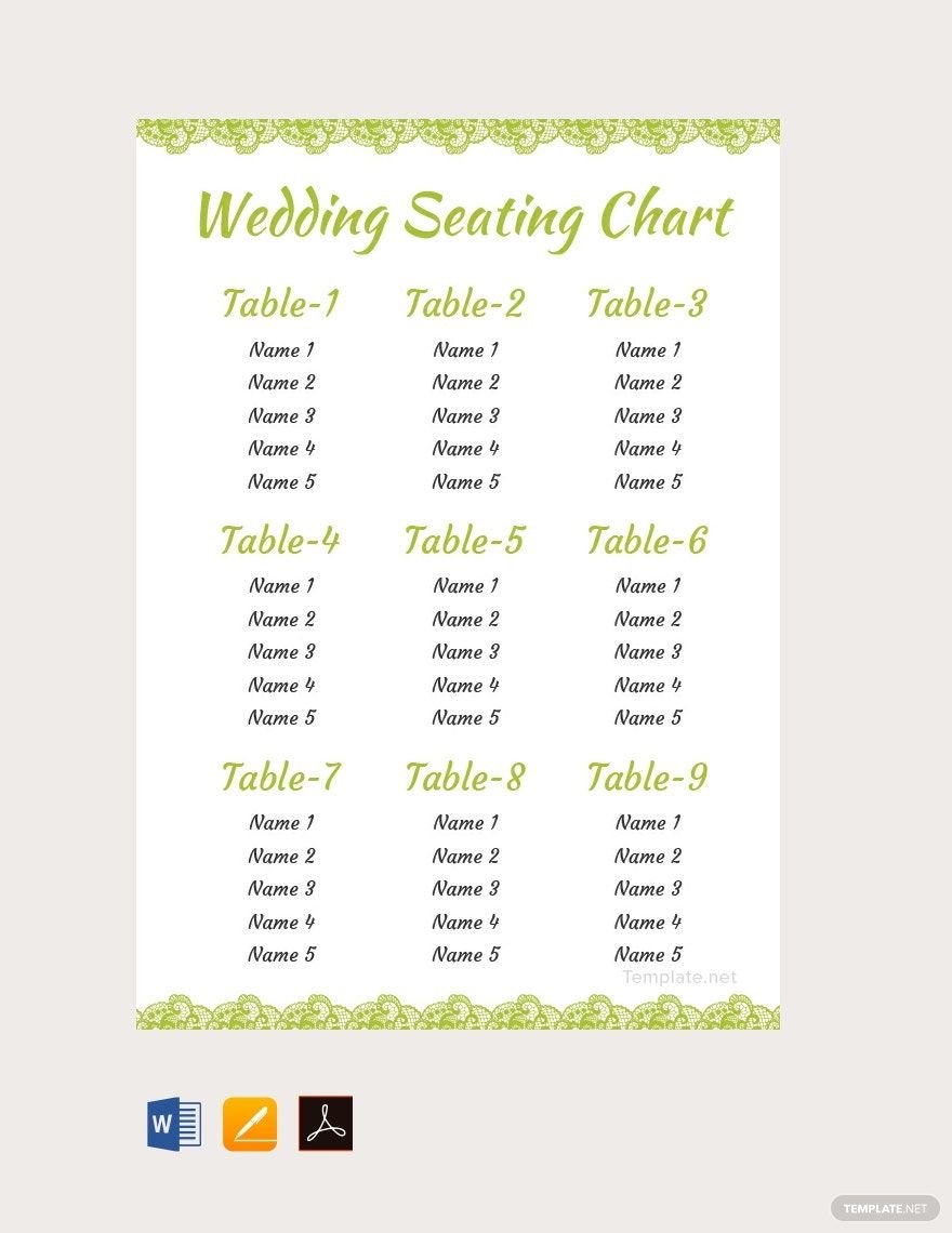 Elegant Wedding Seating Chart Template in Word, Google Docs, PDF, Apple Pages