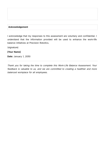 Free Work-life Balance Assessment HR Template to Edit Online