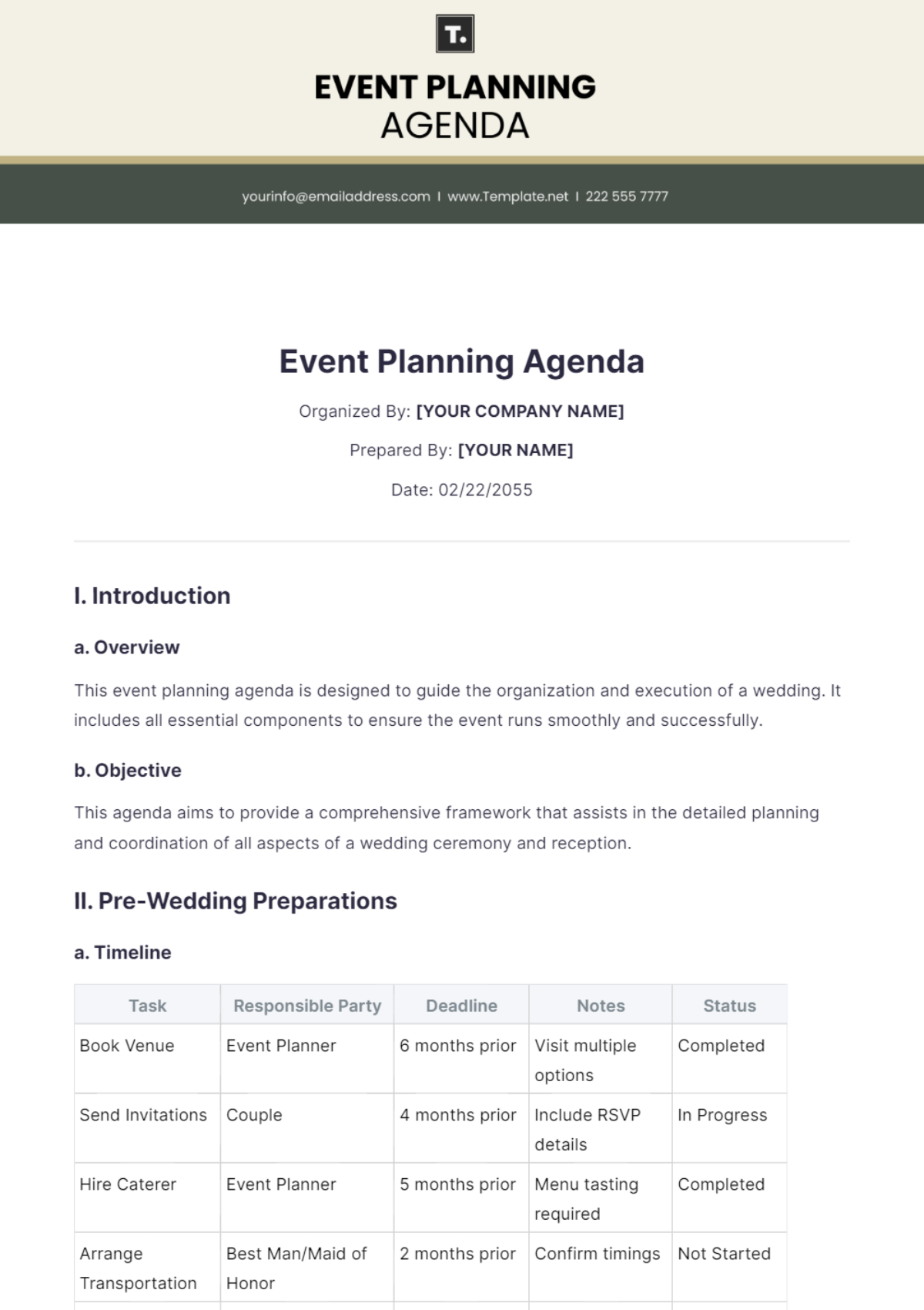 Event Planning Agenda Template - Edit Online & Download