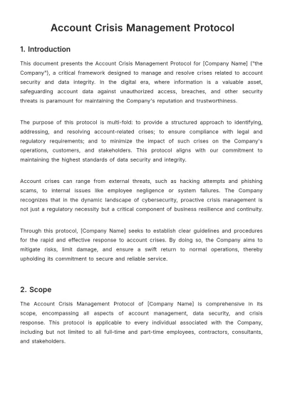 Free Account Crisis Management Protocol Template to Edit Online