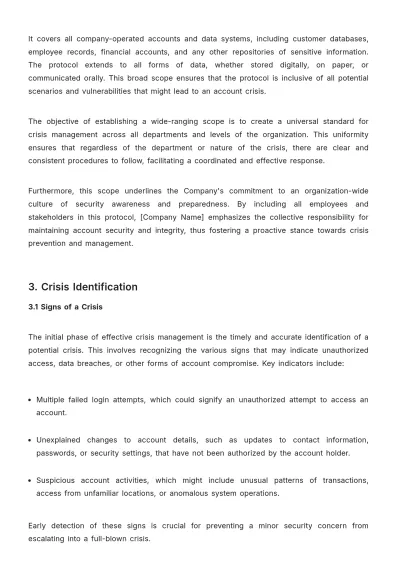Free Account Crisis Management Protocol Template to Edit Online
