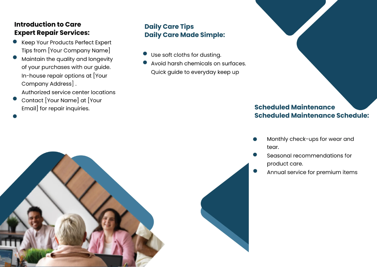 Free Sales Product Care and Maintenance Pamphlet Template to Edit Online