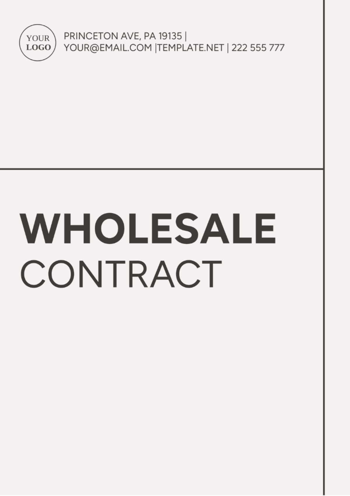 Wholesale Contract Template
