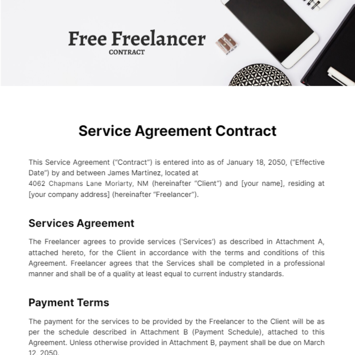 Freelancer Contract Template - Edit Online & Download Example ...