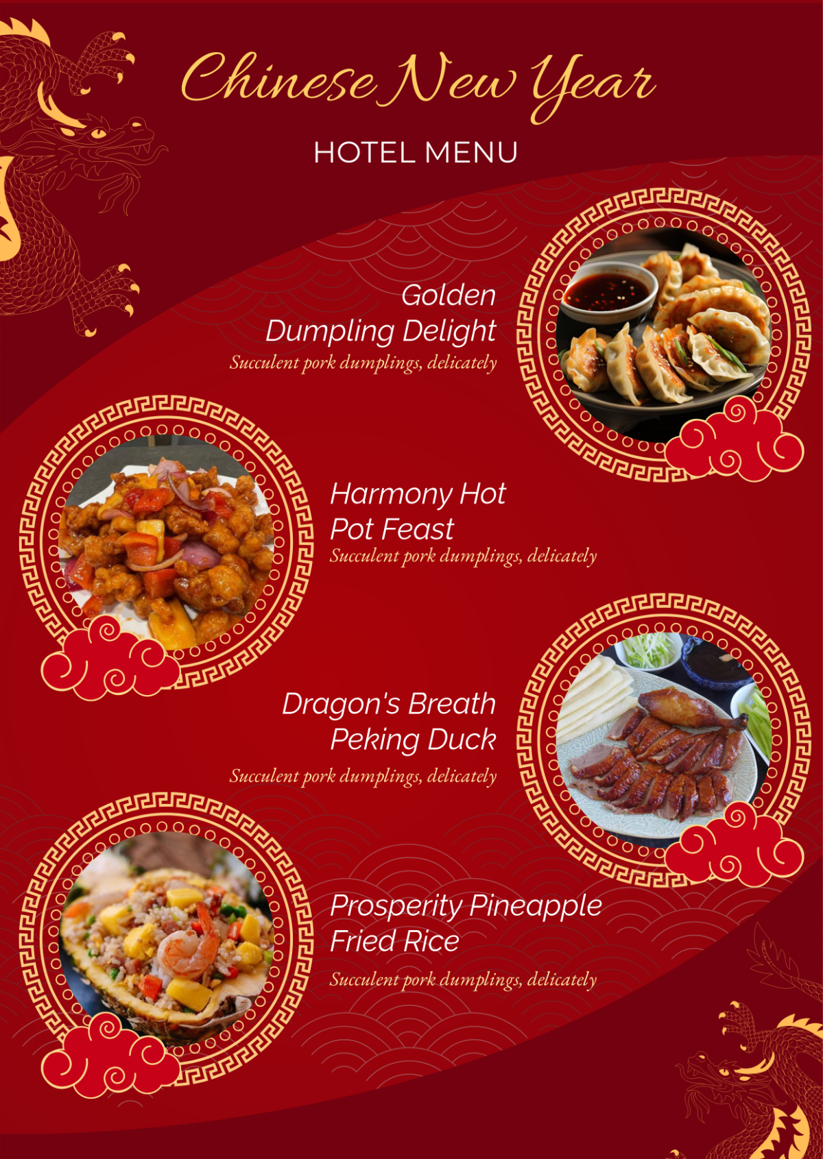 Chinese New Year Hotel Menu Template